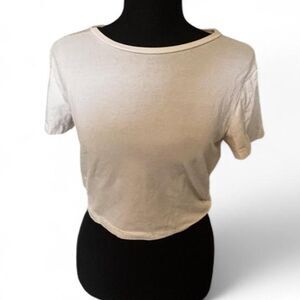 Wild Fable White Short Sleeve Crop Top T-Shirt - Size L